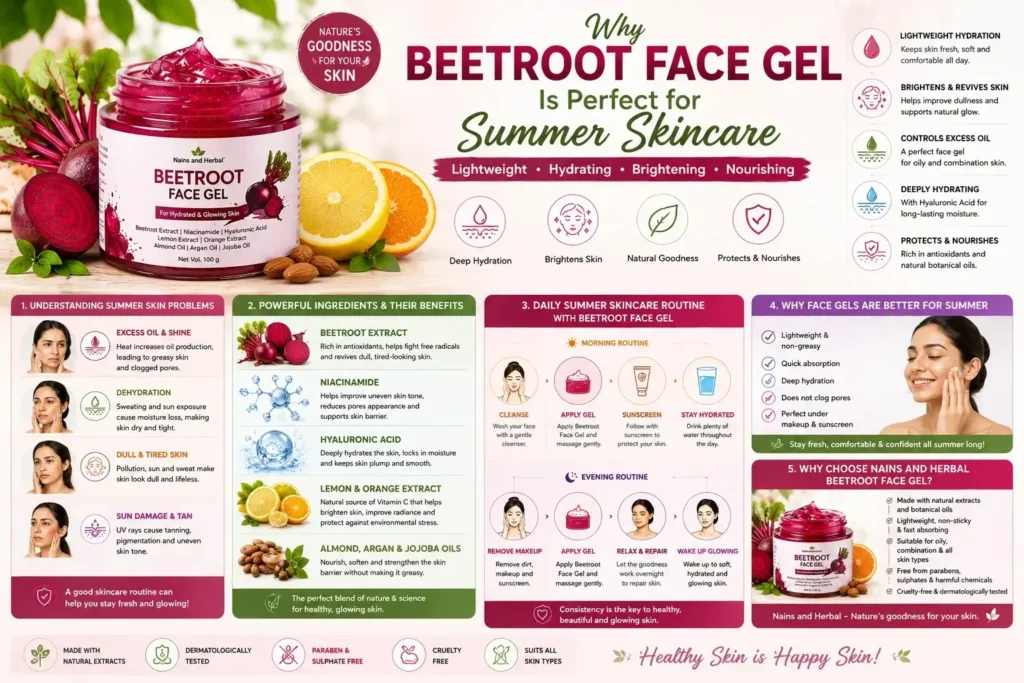 Nains and Herbal Beetroot Face Gel for glowing and hydrated skin