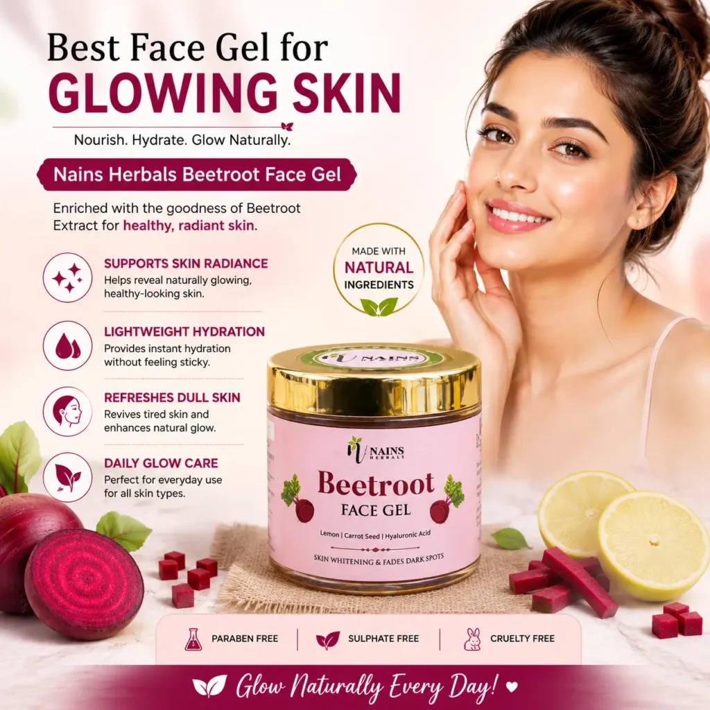 Natural Glow for Skin with Nains Herbals Beetroot Face Gel for daily hydration and radiance